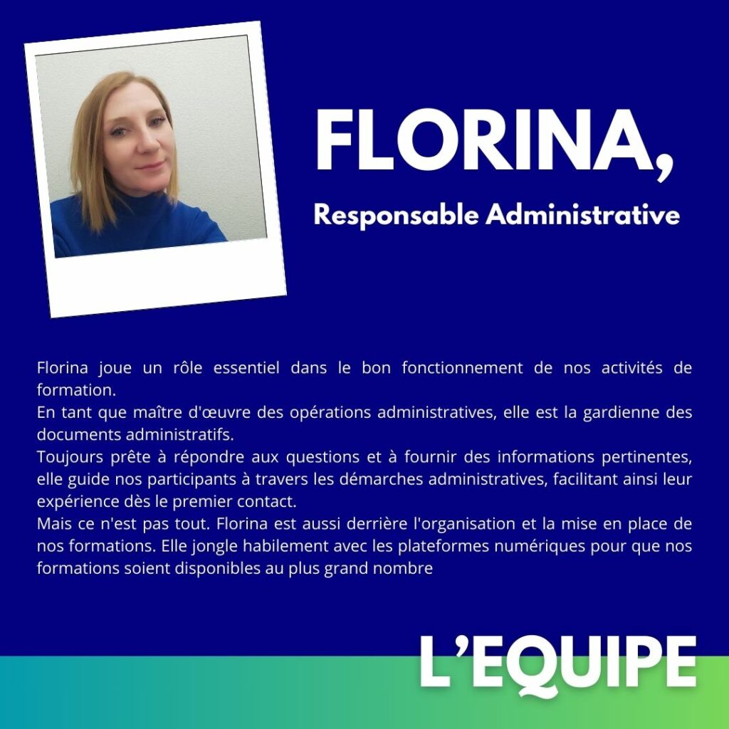 Présentation de Florina, responsable administrative du centre de formation professionnelle AT FORMATION Nimes et formation à distance